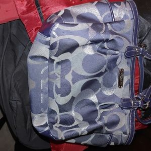 Blue and silver Coach Shoulder Handbag